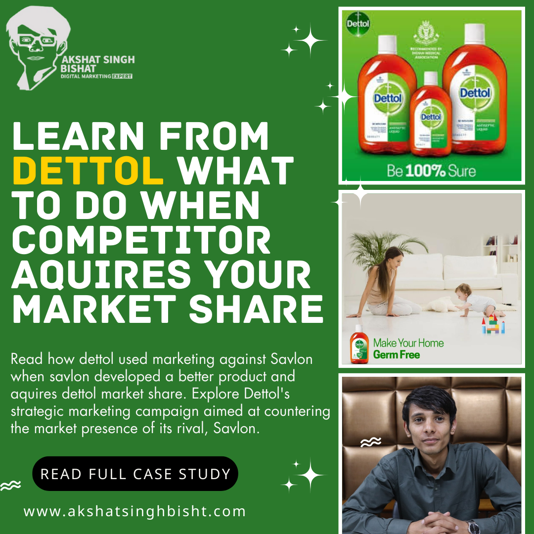 Explore Dettol's strategic marketing campaign aimed at countering the market presence of its rival, Savlon. Facing stiff competition in the antiseptic products market, Dettol needed to defend its market share and reinforce its brand image as the premier choice for hygiene and disinfection. The campaign, named "Guardian Shield: Protecting Every Touchpoint," emphasized Dettol's role as a guardian against germs and infections, promising to safeguard every aspect of consumers' lives. Leveraging product differentiation, brand endorsements, targeted advertising, and psychological principles, Dettol successfully defended its market share and strengthened its position as the trusted leader in hygiene and cleanliness.