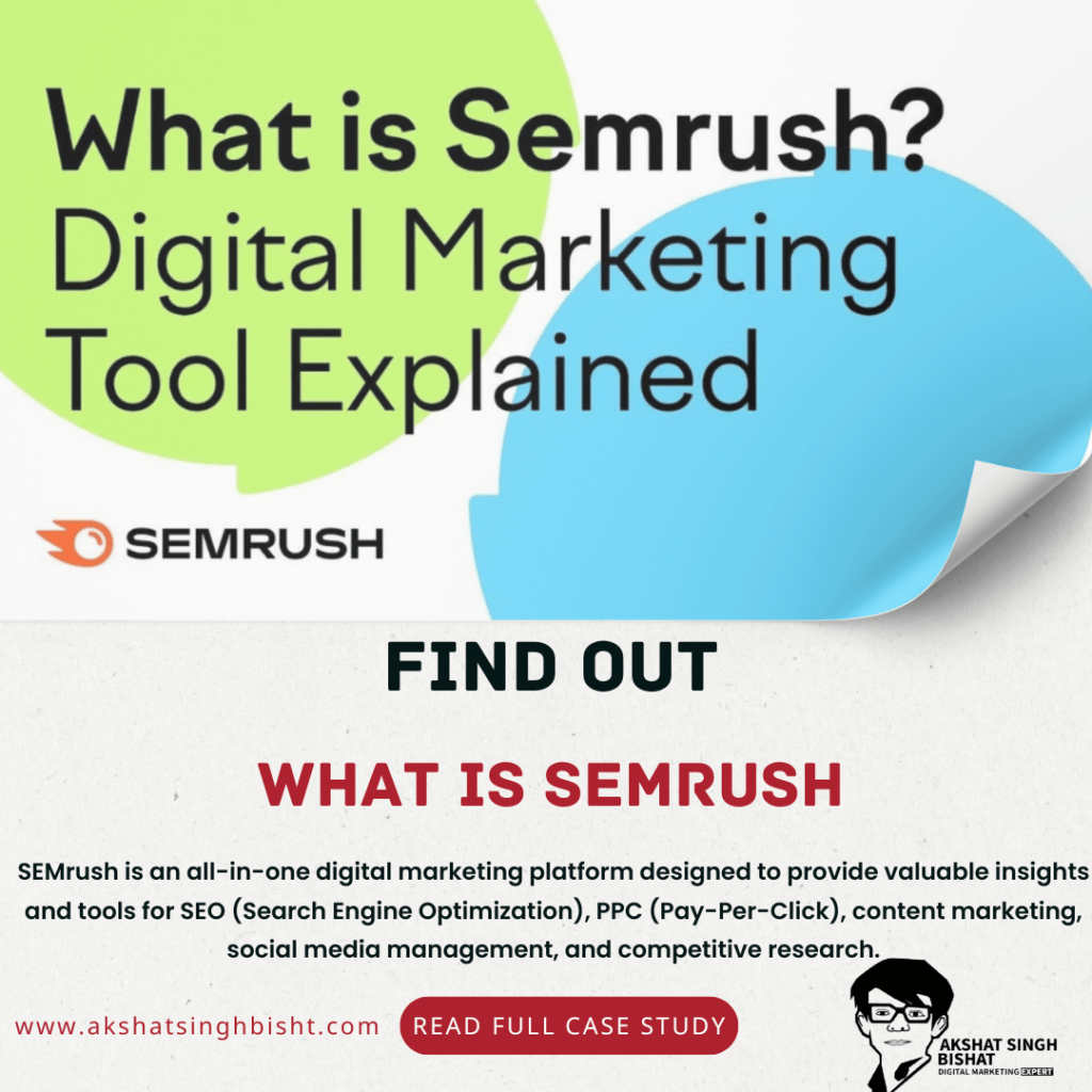 SEMrush is an all-in-one digital marketing platform designed to provide valuable insights and tools for SEO (Search Engine Optimization), PPC (Pay-Per-Click), content marketing, social media management, and competitive research.