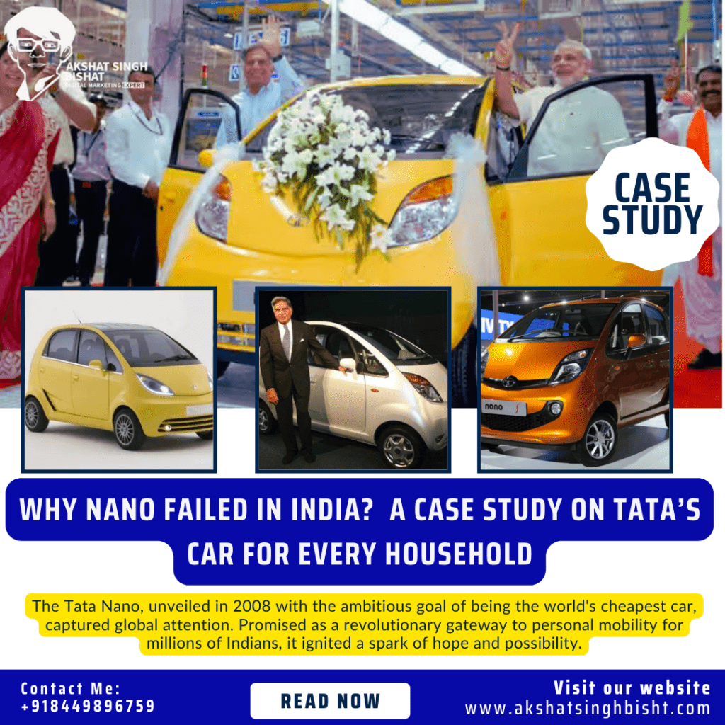 Why Tata Group TATAMOTORS Car Nano Failed In India? The Tata Nano, unveiled in 2008 with the ambitious goal of being the world's cheapest car, promised to revolutionize personal mobility in India. However, despite its groundbreaking affordability, the Nano ultimately failed to capture the hearts and wallets of its target audience. This essay explores the key reasons behind the Nano's shortcomings. Marketing Mishap: From "People's Car" to "Cheap Car" The initial marketing strategy focused heavily on the Nano's ultra-low price tag, highlighting the "one lakh rupee" (around $1,400 at the time) promise. This backfired. Instead of being seen as an empowering pathway to personal mobility, the Nano became associated with a lack of quality and status. The term "cheap car" took hold, carrying negative connotations that overshadowed the car's practicality for many potential buyers. The image did not resonate with a rising middle class increasingly seeking cars with a touch of sophistication. Quality Concerns: Safety and Durability Doubts Initial excitement was dampened by concerns about quality. Early batches experienced a spate of fires, raising significant safety doubts. While Tata addressed these issues, the damage to the Nano's reputation was already done. Furthermore, the car's lightweight construction, designed to keep costs down, resulted in a less stable driving experience and compromised ride quality. Compared to used cars offering established brands at a slightly higher price point, the Nano seemed like a budget option prioritizing cost over comfort and safety. Shifting Gears: The Evolving Indian Consumer The year 2008 marked a turning point for the Indian economy. As disposable incomes rose, consumer aspirations shifted. Affordability remained important, but features, comfort, and safety became increasingly sought-after qualities. The Nano, with its basic design and stripped-down features, was no longer as appealing. The flourishing used car market offered established brands with more features and amenities at a price point just above the Nano. For many, a slightly used car became a more attractive proposition compared to a brand new "cheap car." Read Complete Case Study At : https://akshatsinghbisht.com/why-nano-failed-in-india-dream-of-tatas/ #tata #marketing #casestudy #learn #sales #digitalmarketing